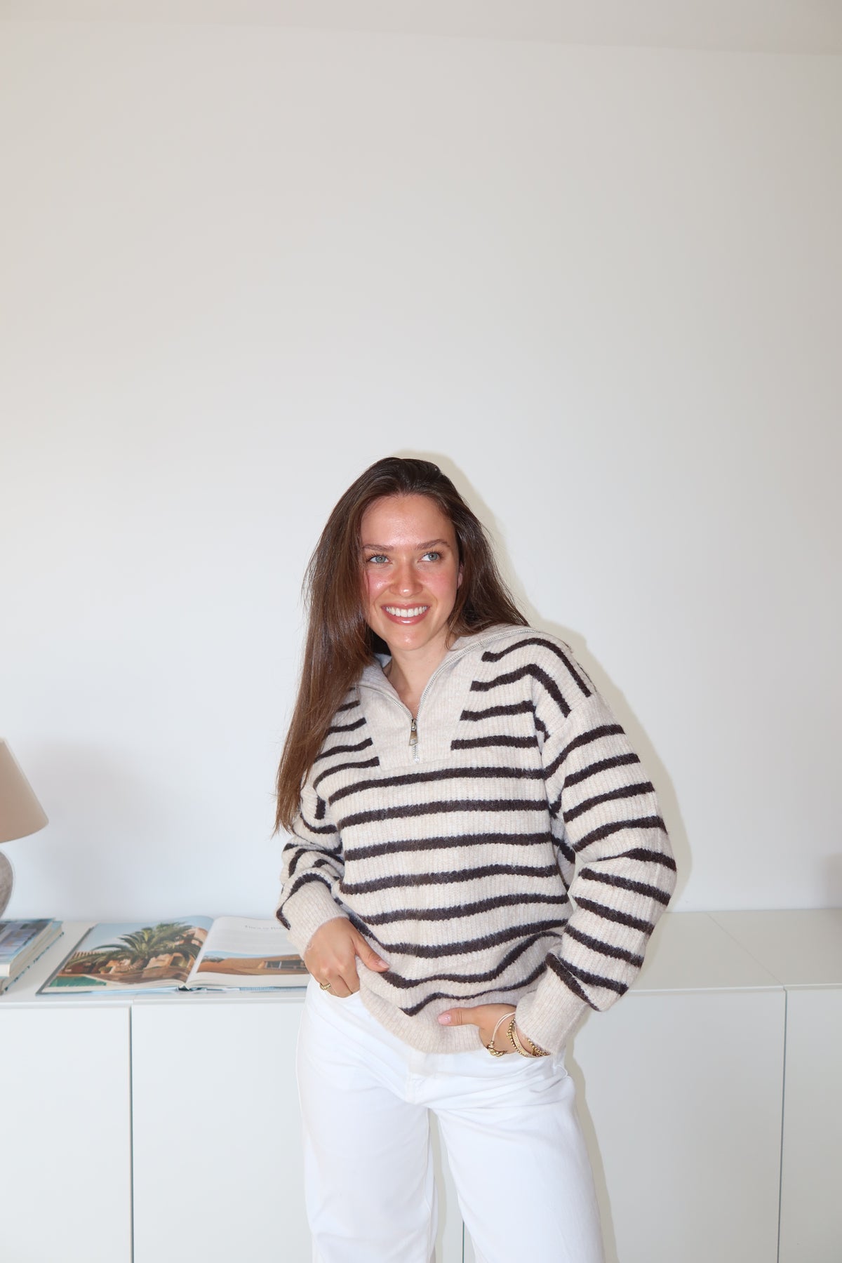 Pullover Zip -Taupe