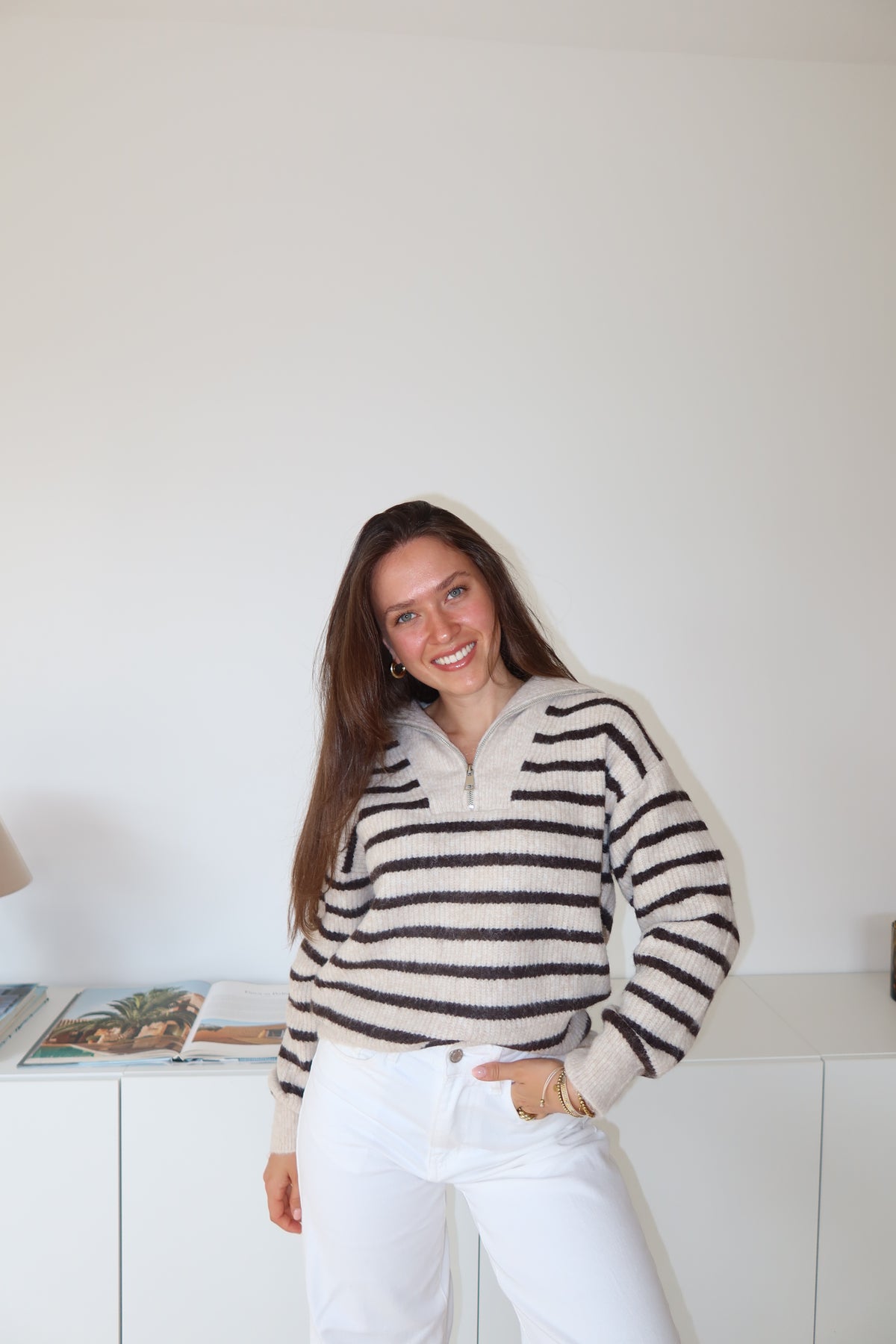 Pullover Zip -Taupe