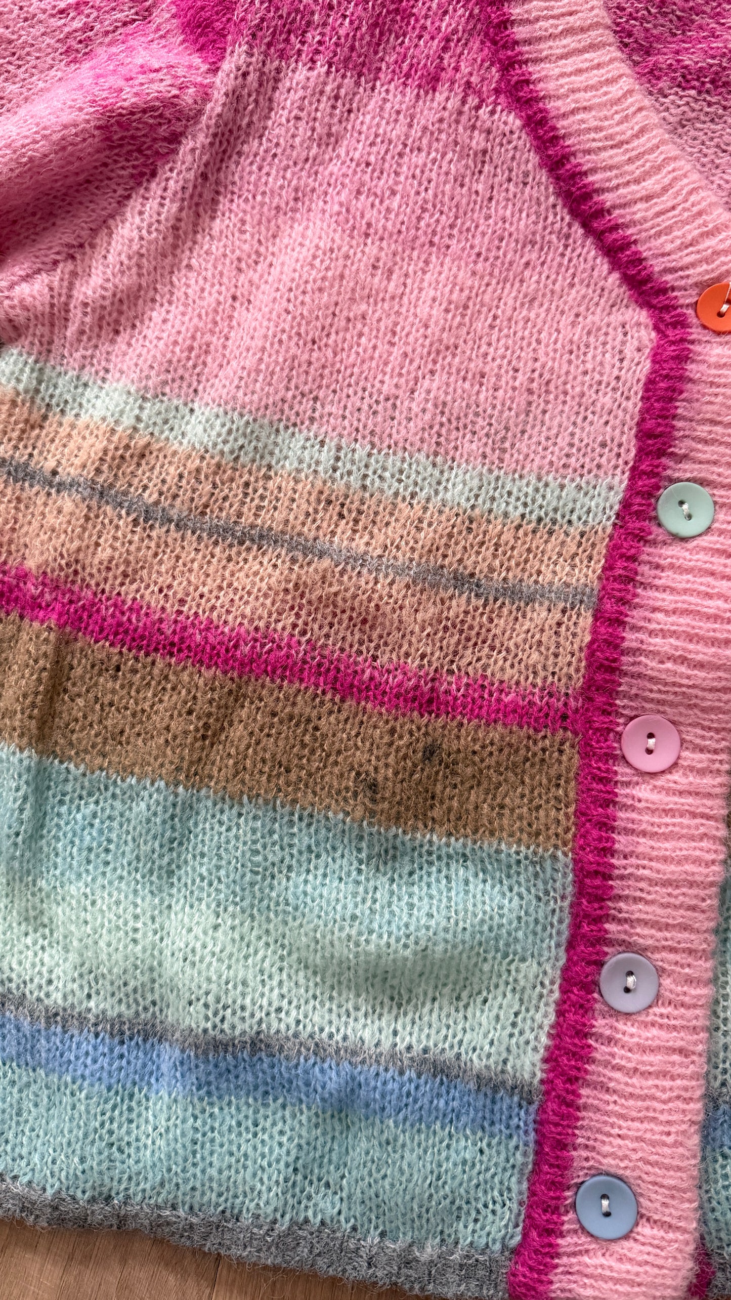 SECOND CHANCE - Summer Cardigan Stripe bunt - Pink- VOM UMTAUSCH AUSGESCHLOSSEN -