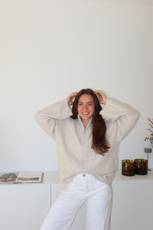 Zip-Cardigan• beige